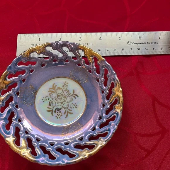 Iridescent Blue and Gold Teacup and Saucer Set - Picture 7 of 7